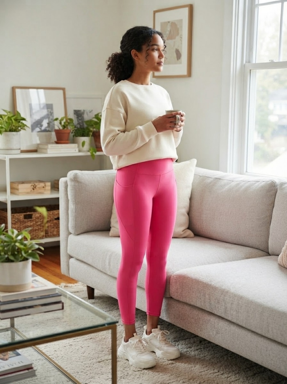 GAP Bright Pink High-Rise Leggings